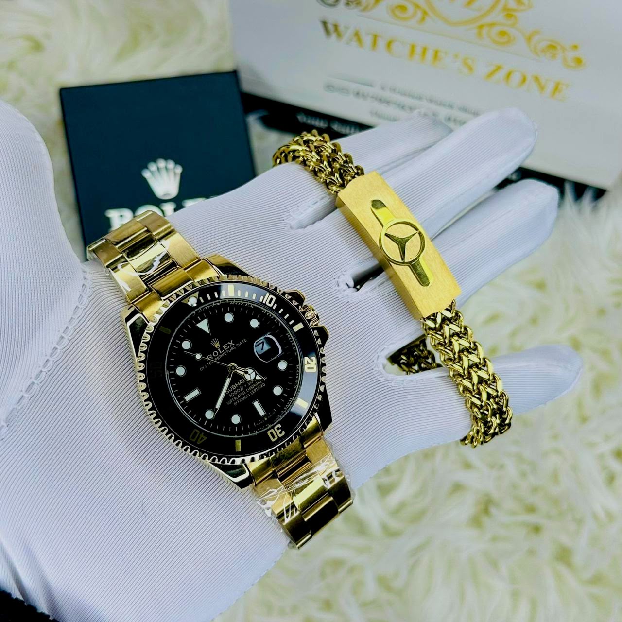 Premiume Quality  Sub Golden Watches & Bracelet Combo